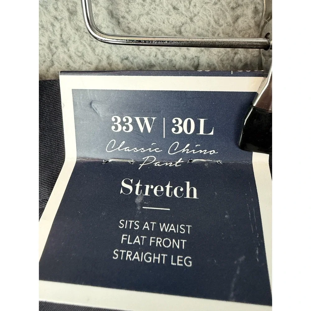 Club Room Pants Mens 33x30 Navy Classic Chino Stretch Flat Front Casual Prep New